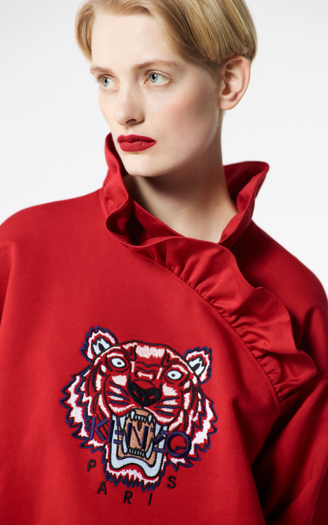 Sweat Kenzo Femme Frilled Tiger Rouge MQKIR-5879